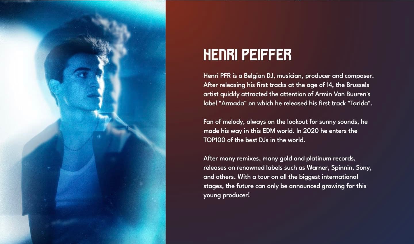 Henri PFR-i artistitutvustus portree ja biograafiaga